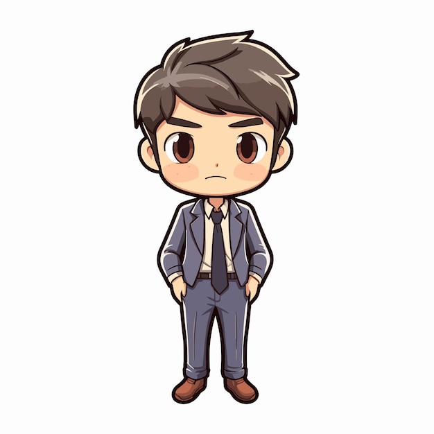 Vector young business man cartoon mascot character cartoon icon concept