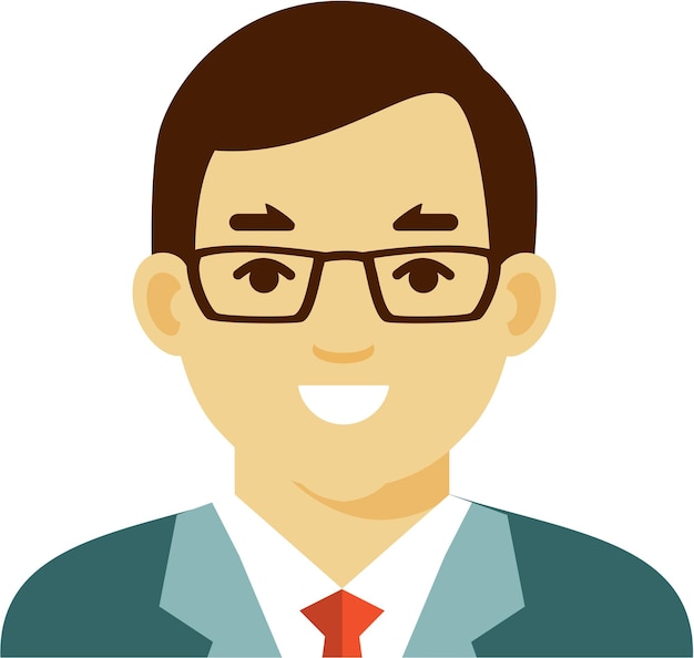 Young Business Man Face Icon in Flat Style