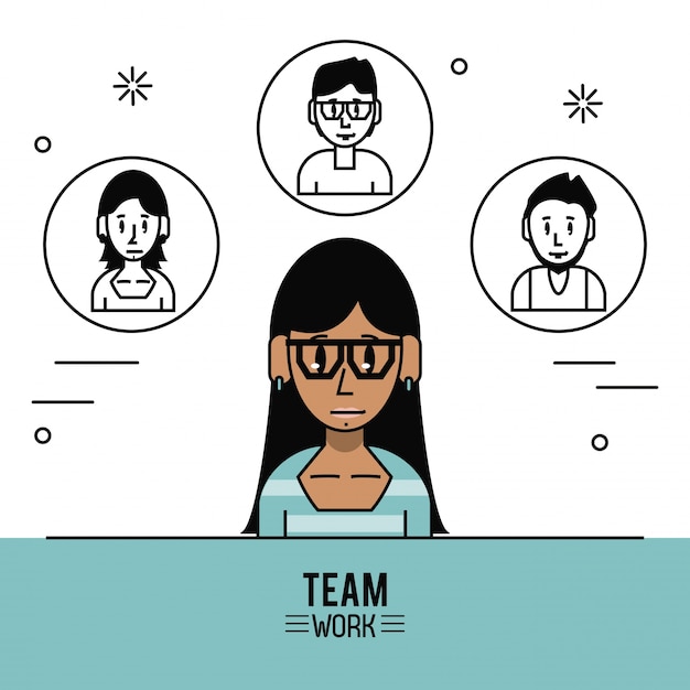 Young business teamwork cartoon style background