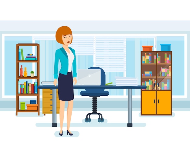 Young business woman on the background of the office interior