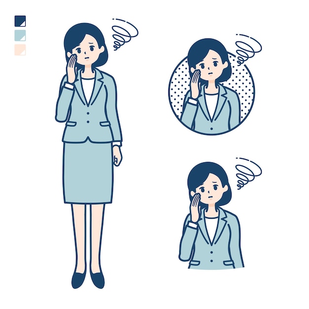 A young Business woman in a suit with be troubled images.
It's vector art so it's easy to edit.