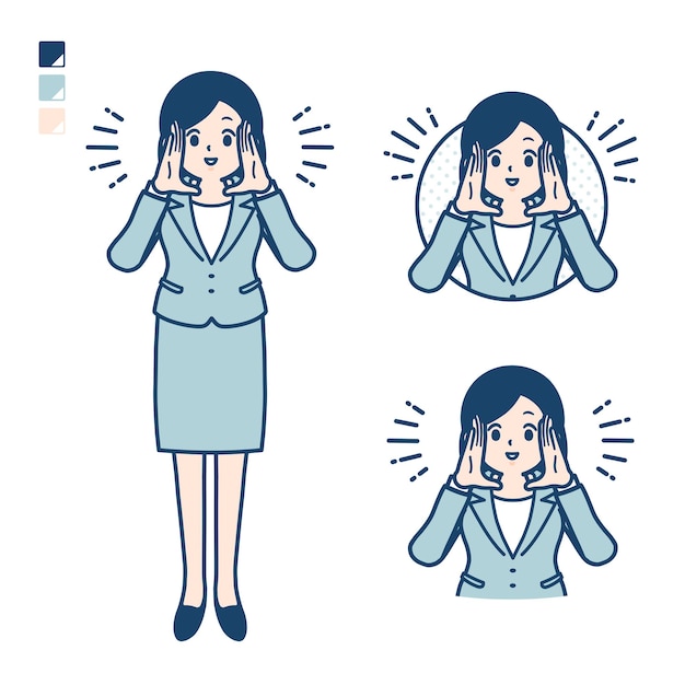 A young Business woman in a suit with Calling out loud images.
It's vector art so it's easy to edit.