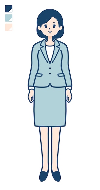 A young Business woman in a suit with full length image.
It's vector art so it's easy to edit.