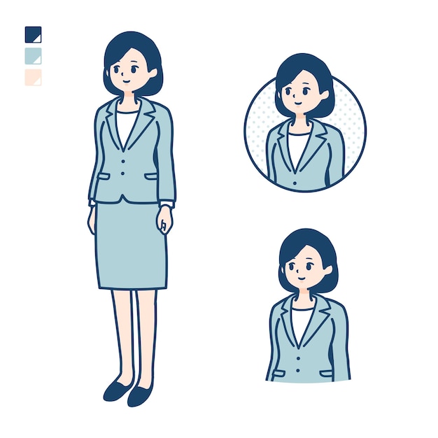 A young Business woman in a suit with Looking sideways images.
It's vector art so it's easy to edit.