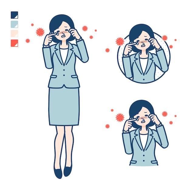 A young Business woman in a suit with Suffer from pollen allergy images.
It's vector art so it's easy to edit.