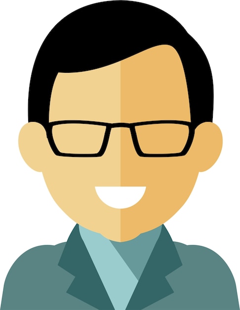 Young Businessman in Business Clothes and Glasses Avatar Face Icon in Flat Style