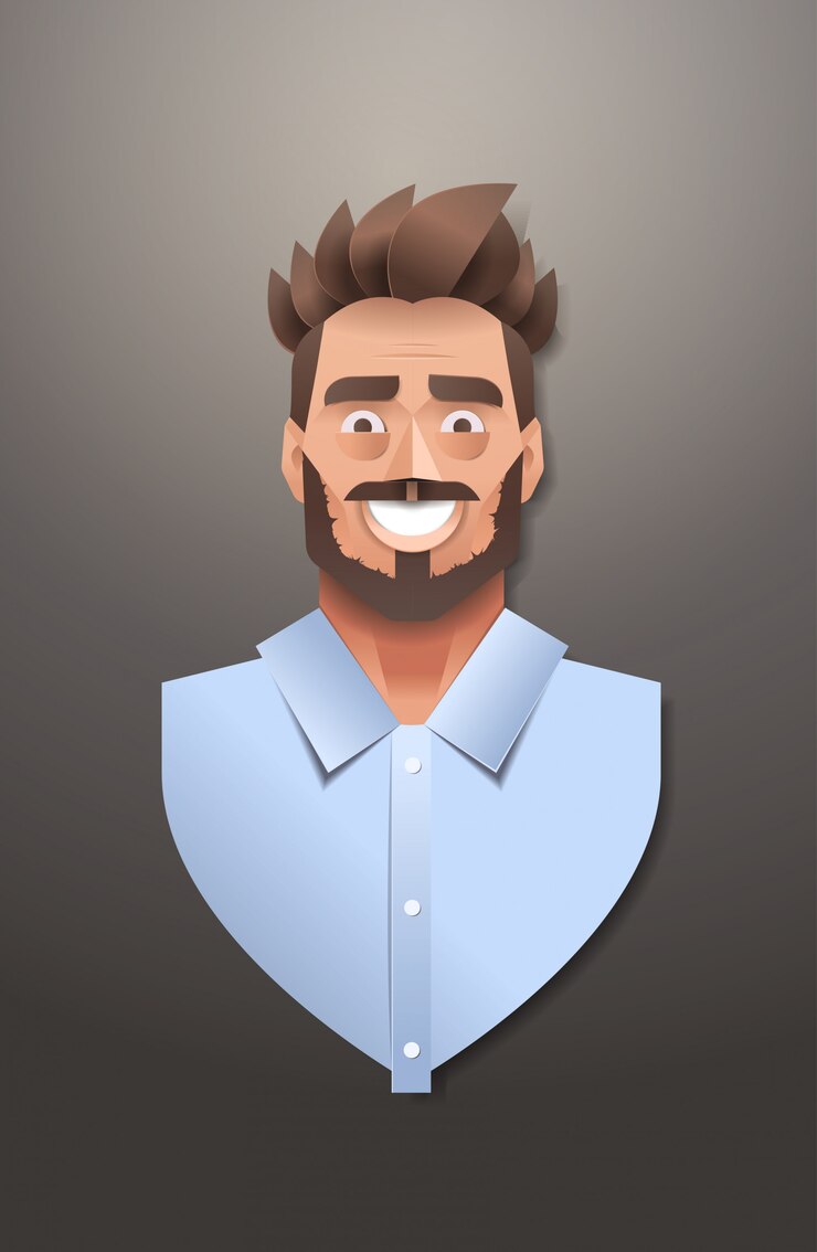 Vector young businessman face avatar smiling business man portrait trendy paper origami art male cartoon character vertical
