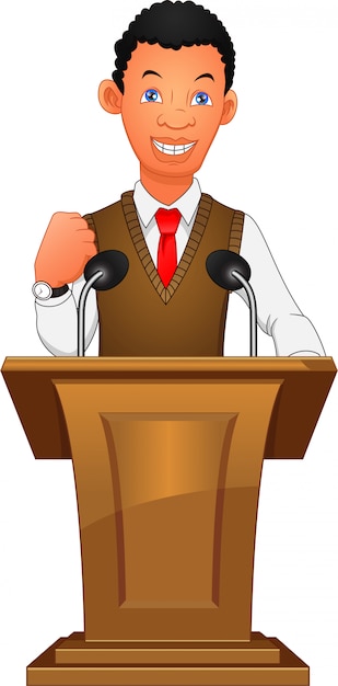 Young businessman speak at the podium