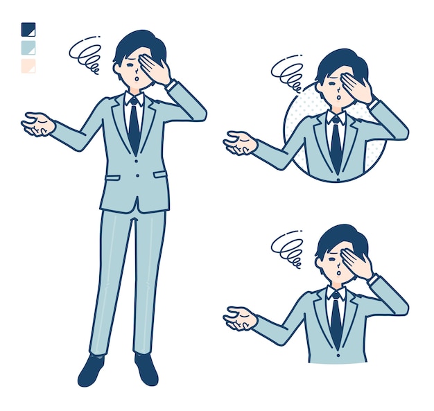 A young Businessman in a suit with Discouraged head images.
It's vector art so it's easy to edit.