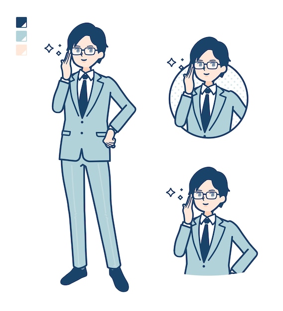 A young Businessman in a suit with Wearing glasses images.
It's vector art so it's easy to edit.