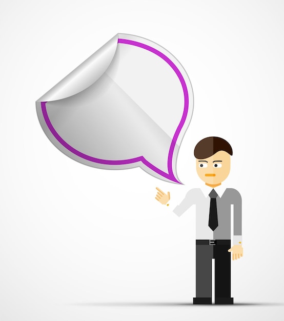 Young businessman with speech bubble