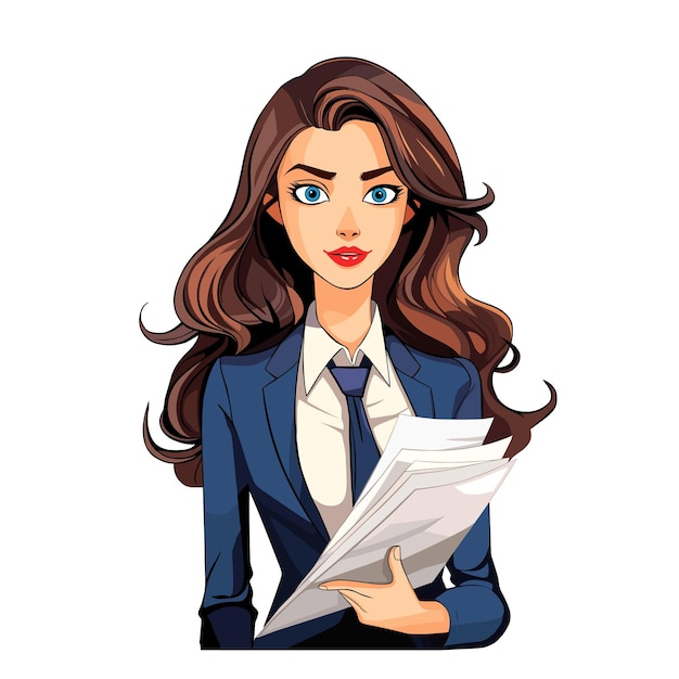 Young businesswoman office worker holding paper documents