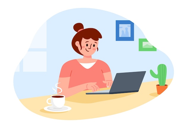 young businesswoman still working during break time