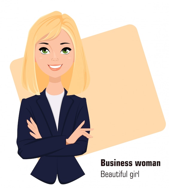 Vector young cartoon businesswoman