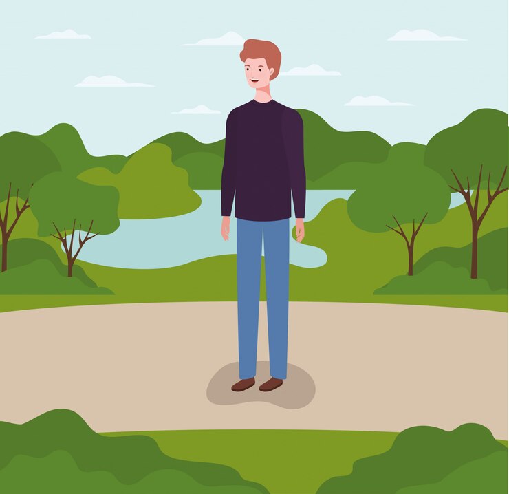 Vector young and casual man in the camp character