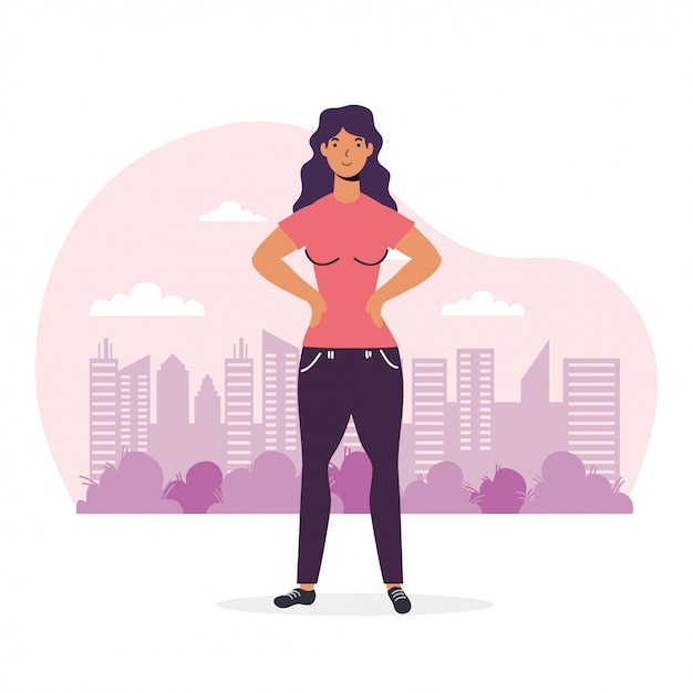 Vector young casual woman