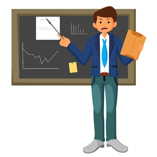 young Caucasian businessman giving business