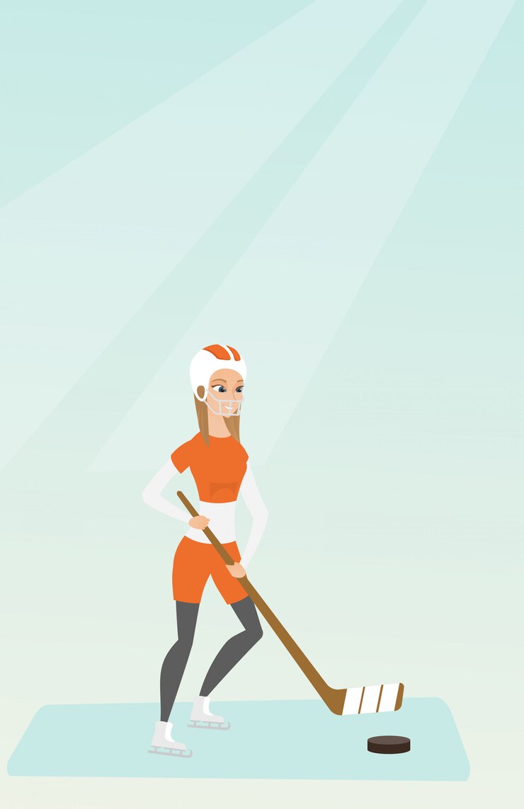 Vector young caucasian ice hockey player.