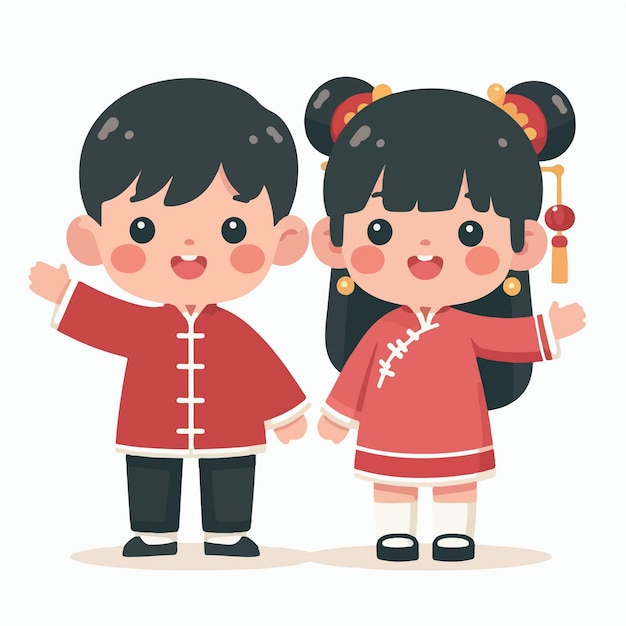 young Chinese couple waving hand