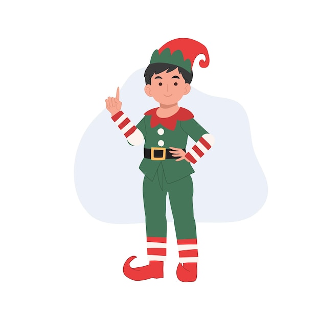 young christmas elf kid is making introduction vector illustration
