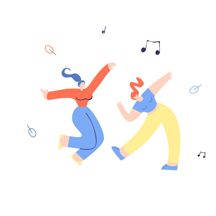 Vector 若いクラブダンスの女の子フラットイラスト