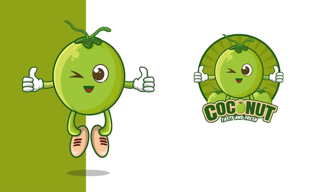 young coconut logo mascot cartoon