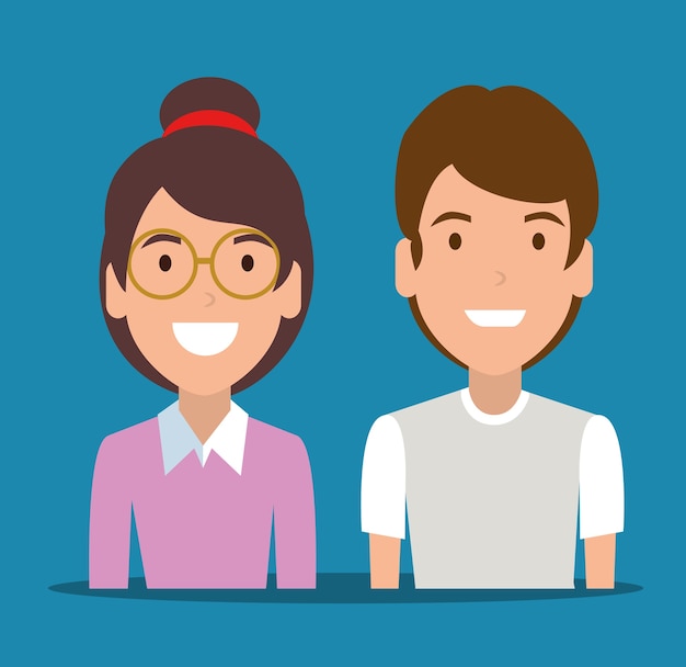 Young couple avatar character