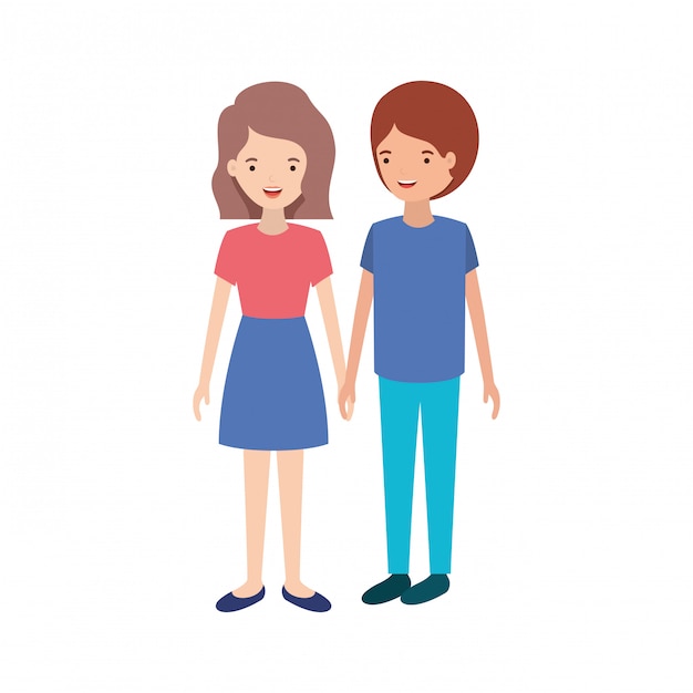 Young couple avatar character