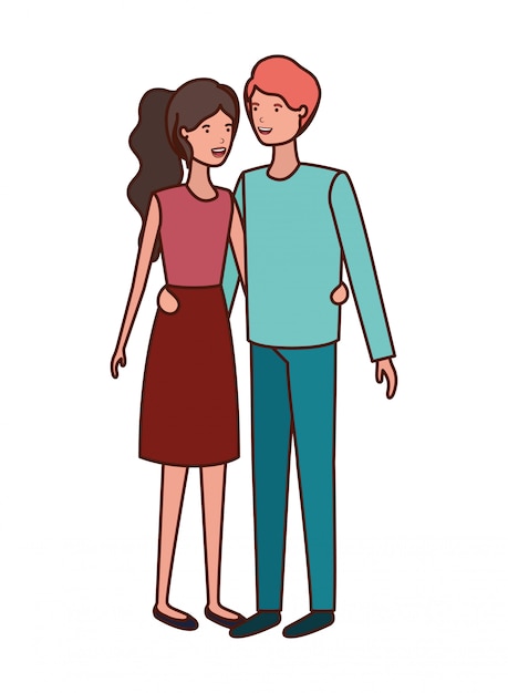 Young couple avatar character