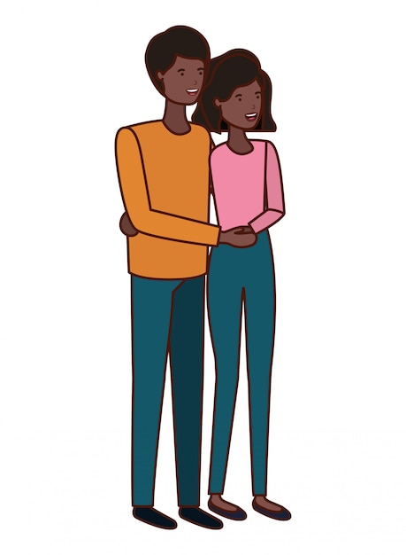 Vector young couple avatar character