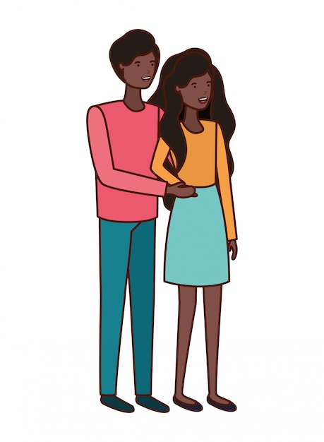 Vector young couple avatar character