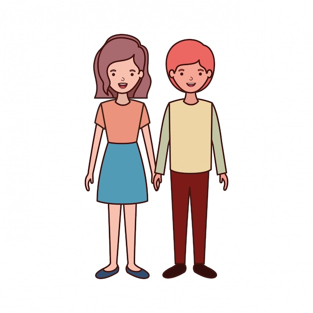 Vector young couple avatar character