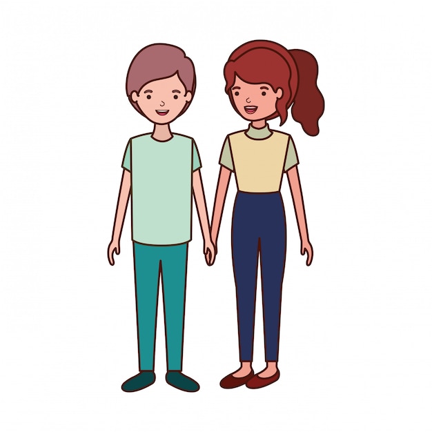 Young couple avatar character