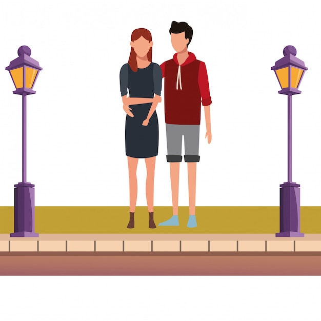 Vector young couple avatar