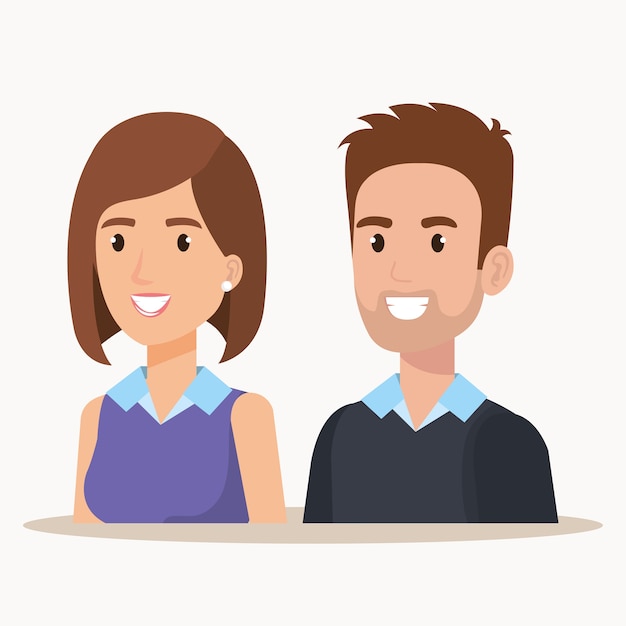 Vector young couple avatars characters