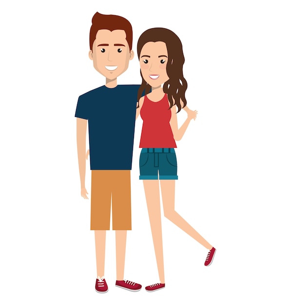 Vector young couple avatars characters