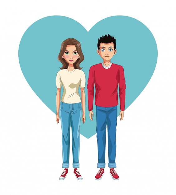 Young couple cartoon