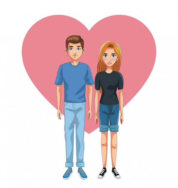 Young couple cartoon