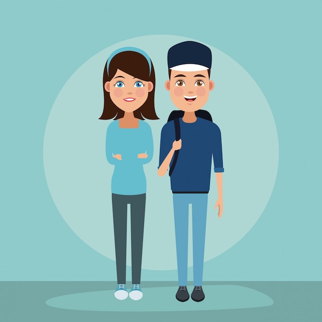 Vector young couple cartoon