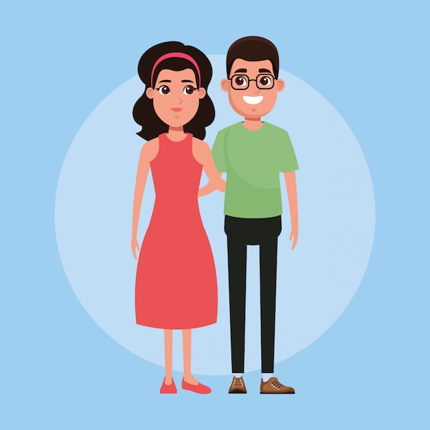 Young couple cartoon