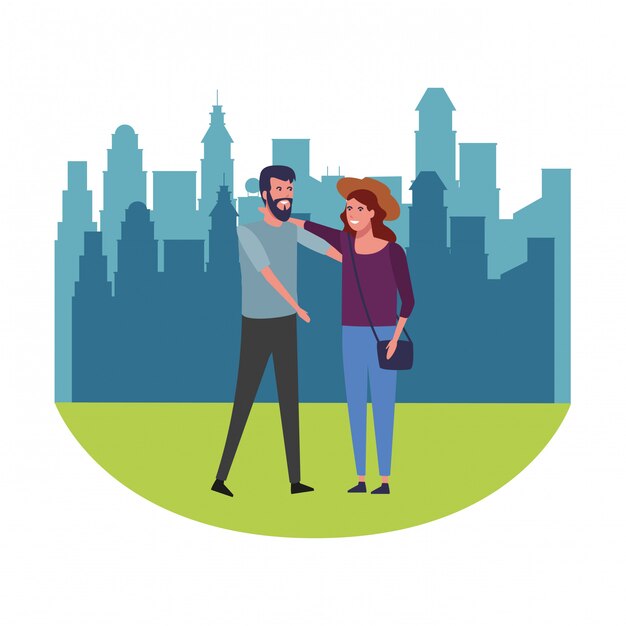 Vector young couple cartoon