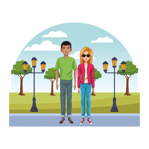 Vector young couple cartoon