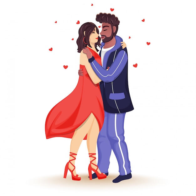 young couple character dancing