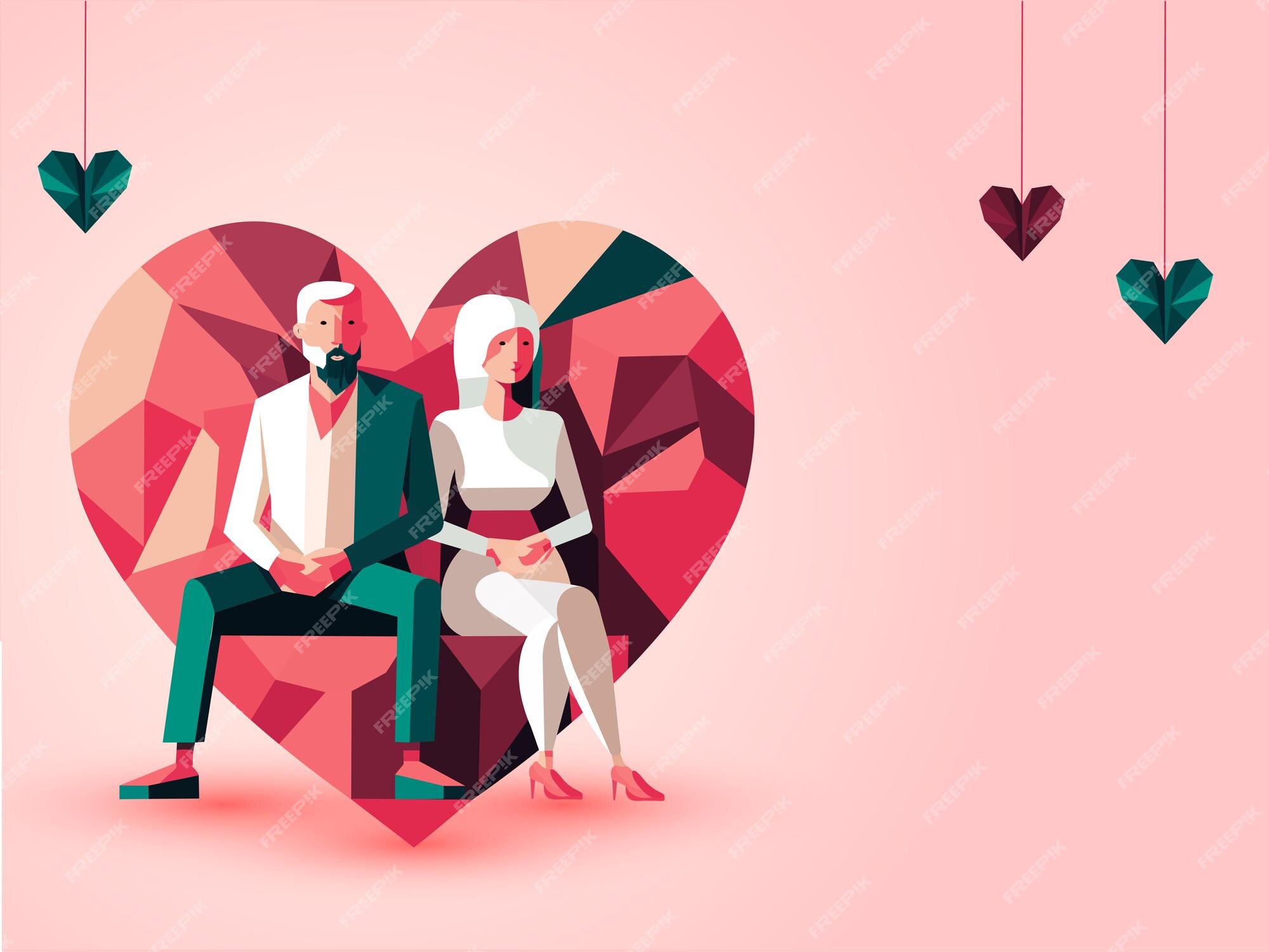 Premium Vector  Romantic couple love heart pose illustration