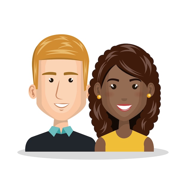 young couple characters icon vector illustration design
