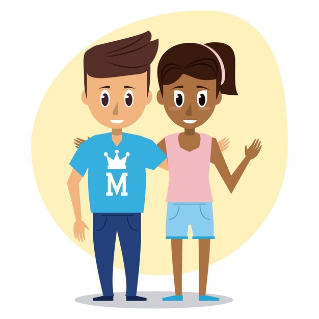 Young couple of friends icon vector illustration graphic design