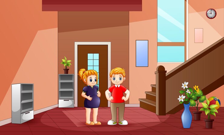 वेक्टर a young couple at the home illustration