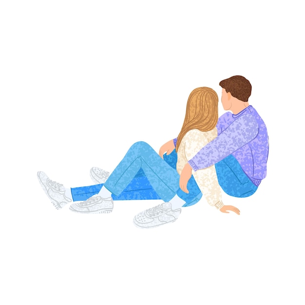 young couple in love colorful illustration
