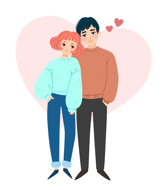 Vector young couple in love design of valentines day