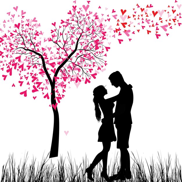 Vector young couple in love